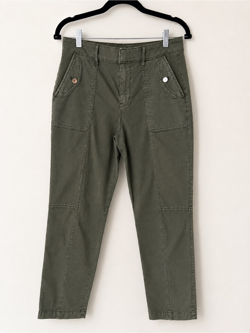 White House Black Market Pret-A-Jet Olive Utility Cargo Pants High Rise Size 4